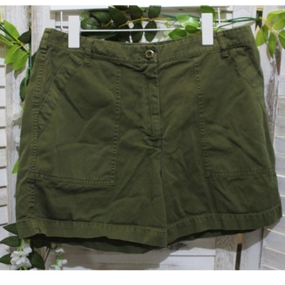 J. Crew Pants - J. Crew Button Flap High Waist Olive Green Shorts (1260)🦄